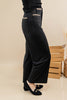 Cool Contrast Black Lined Wide Leg Pants with Tan Trim