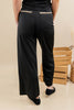 Cool Contrast Black Lined Wide Leg Pants with Tan Trim