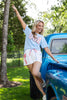Liberty Lovebug Embroidered Gingham Bow Shorts