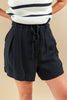 Sandy Horizon Lightweight Pleated Drawstring Waist Shorts