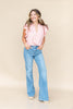 Fine Stripes Ruffle Sleeve V-Neck Top