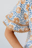 Bluebell Breeze Blue & Tan Floral Flutter Sleeve Top