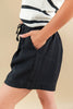 Sandy Horizon Lightweight Pleated Drawstring Waist Shorts