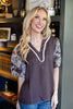 Pretty Pick Cotton Blend V-Neck Floral Embroidered Puff Sleeve Top