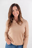 Sweet Desire Ruffled V-Neck Long Sleeve Cotton Blend Top