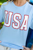 Baby Blue Varsity USA Cotton Graphic T-shirt
