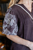 Pretty Pick Cotton Blend V-Neck Floral Embroidered Puff Sleeve Top
