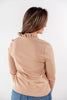 Sweet Desire Ruffled V-Neck Long Sleeve Cotton Blend Top