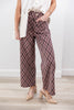 Grid Goals Diamond Plaid Straight Leg Ankle Pants