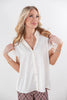Current Mood Satin Cap Sleeve Collared Blouse