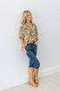 Vintage Charm Brown Paisley Floral Puff Sleeve Blouse