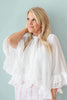 Dreaming in Ruffles Ruffle Trim Tie-Neck Sheer Blouse