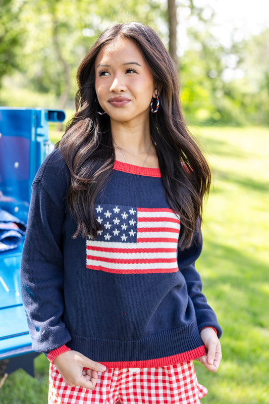 Red, White & True American Flag Sweater