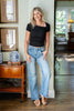 Off Balance Black Asymmetrical Short Sleeve Top
