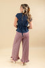 Ruffle Trouble Gingham Print Straight Leg Pants