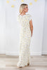 Sweet Magnolia Floral Print Lace Trim Maxi Dress