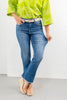 Leading Lady Comfort Stretch Frayed Hem Kick Flare Jeans