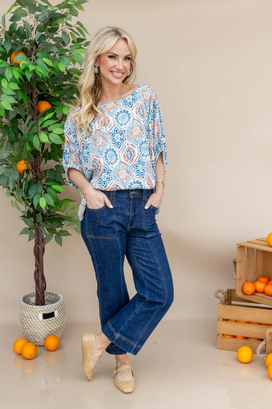 Boldly Yours Dolman Sleeve Top (Blue)