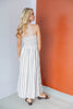 Sandy Stripes Taupe & White Striped Sleeveless Midi Dress