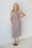 Hello Sunshine Brown & White Striped Midi Dress