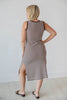 Hello Sunshine Brown & White Striped Midi Dress