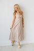 Neutral Oasis Lace Trimmed V-Neck Botanical Print Dress