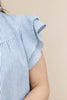 Fine Stripes Ruffle Sleeve V-Neck Top