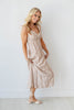 Neutral Oasis Lace Trimmed V-Neck Botanical Print Dress