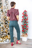Spruce Things Up Mid Rise Coated Straight Leg Jeans