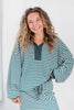 Line & Shine Striped Collared Top And Skirt Set
