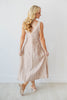 Neutral Oasis Lace Trimmed V-Neck Botanical Print Dress