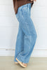 Clean Slate Vertical Seam Detail Wide Leg Jeans