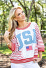 USA Sunshine Red & White Striped Varsity Pullover
