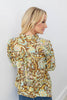 Vintage Charm Brown Paisley Floral Puff Sleeve Blouse