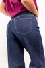 Trouble Maker Dark Wash Mid Rise Wide Leg Jeans
