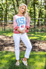 USA Sunshine Red & White Striped Varsity Pullover