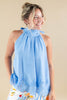 Dream Girl Baby Blue Lace Trim Halter Top
