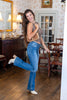 Line Dancing Striped Sleeveless Button Down Tank Top