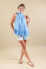 Dream Girl Baby Blue Lace Trim Halter Top