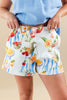 Market Day Fruit Print Relaxed Fit Cotton Jean Shorts