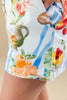 Market Day Fruit Print Relaxed Fit Cotton Jean Shorts