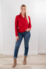 Sweet Desire Ruffled V-Neck Long Sleeve Cotton Blend Top