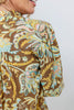 Vintage Charm Brown Paisley Floral Puff Sleeve Blouse