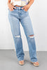On Repeat Distressed Slim Wide Jeans
