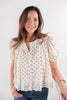 Dream State Polka Dot Puff Sleeve Cotton Top