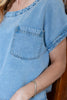 Style Check Lightweight Short Sleeve Denim Top
