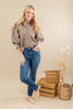 Love Story Brown & White Striped Puff Sleeve Cotton Blouse
