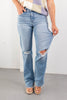 On Repeat Distressed Slim Wide Jeans