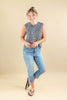Tailored Charm Gingham Button Down Tank Top