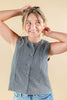 Tailored Charm Gingham Button Down Tank Top